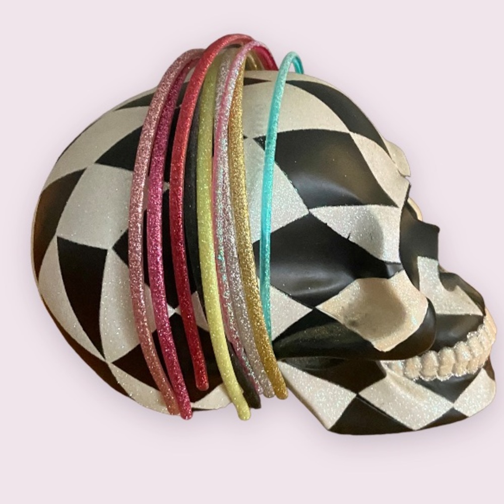 Glitter Headbands - Set of 9 Multicolored